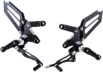 Adjustable Rearset - Black/Silver - Kawasaki