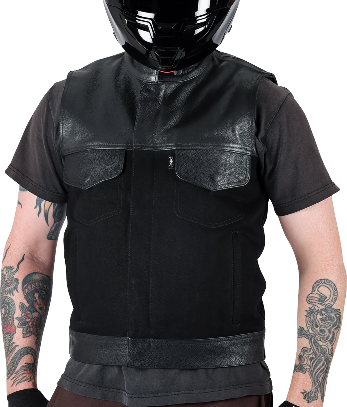 092AA042-D670-471E-B385-73073B8D3E9E Thrashin Supply Co. - Kanan Leather/Denim Riding Vest - Black