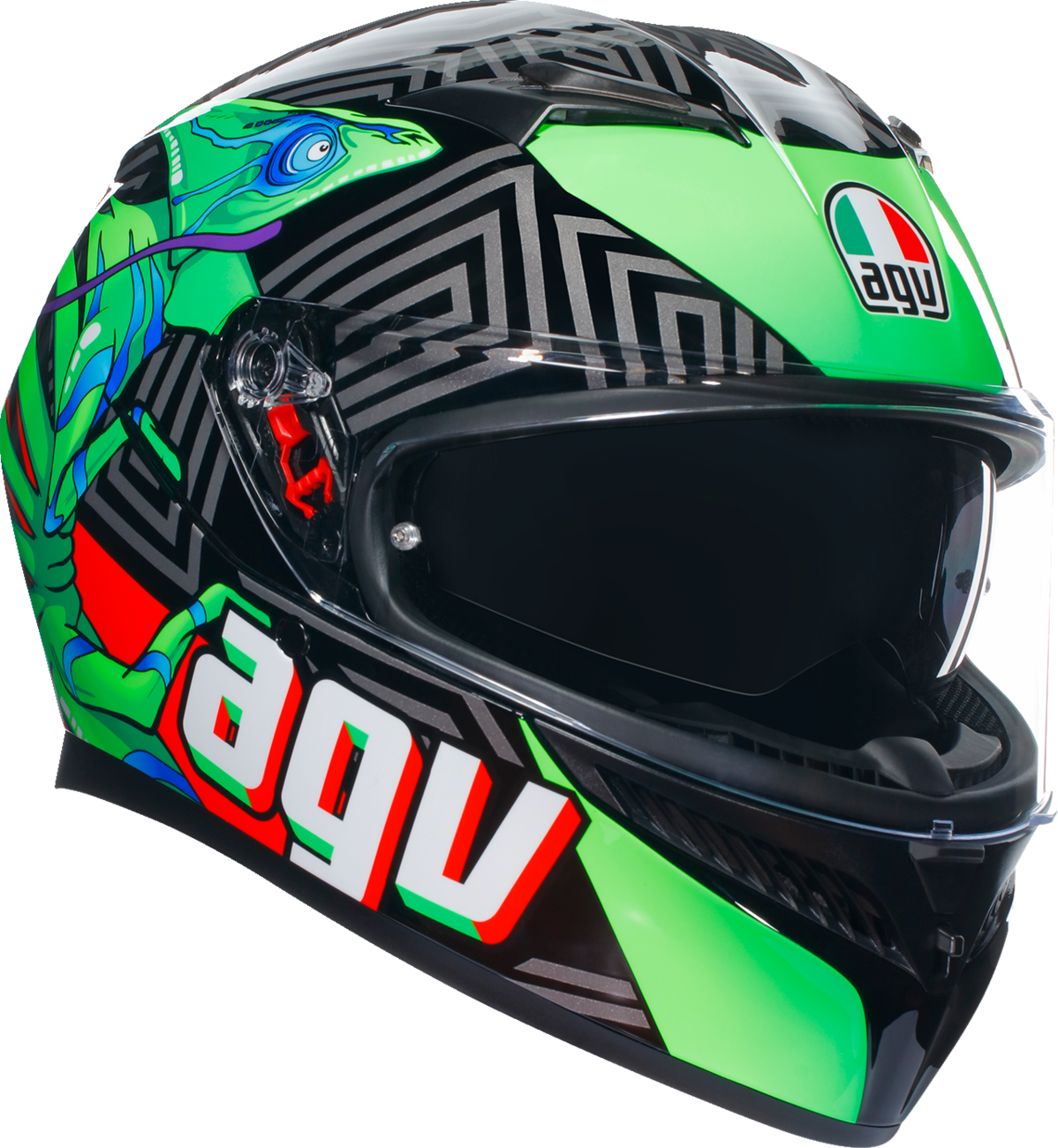279D1FBD-F4E3-4E0F-8A97-5496EADD1CE8 Agv - K3 Helmet - Kamaleon - Black/Red/Green