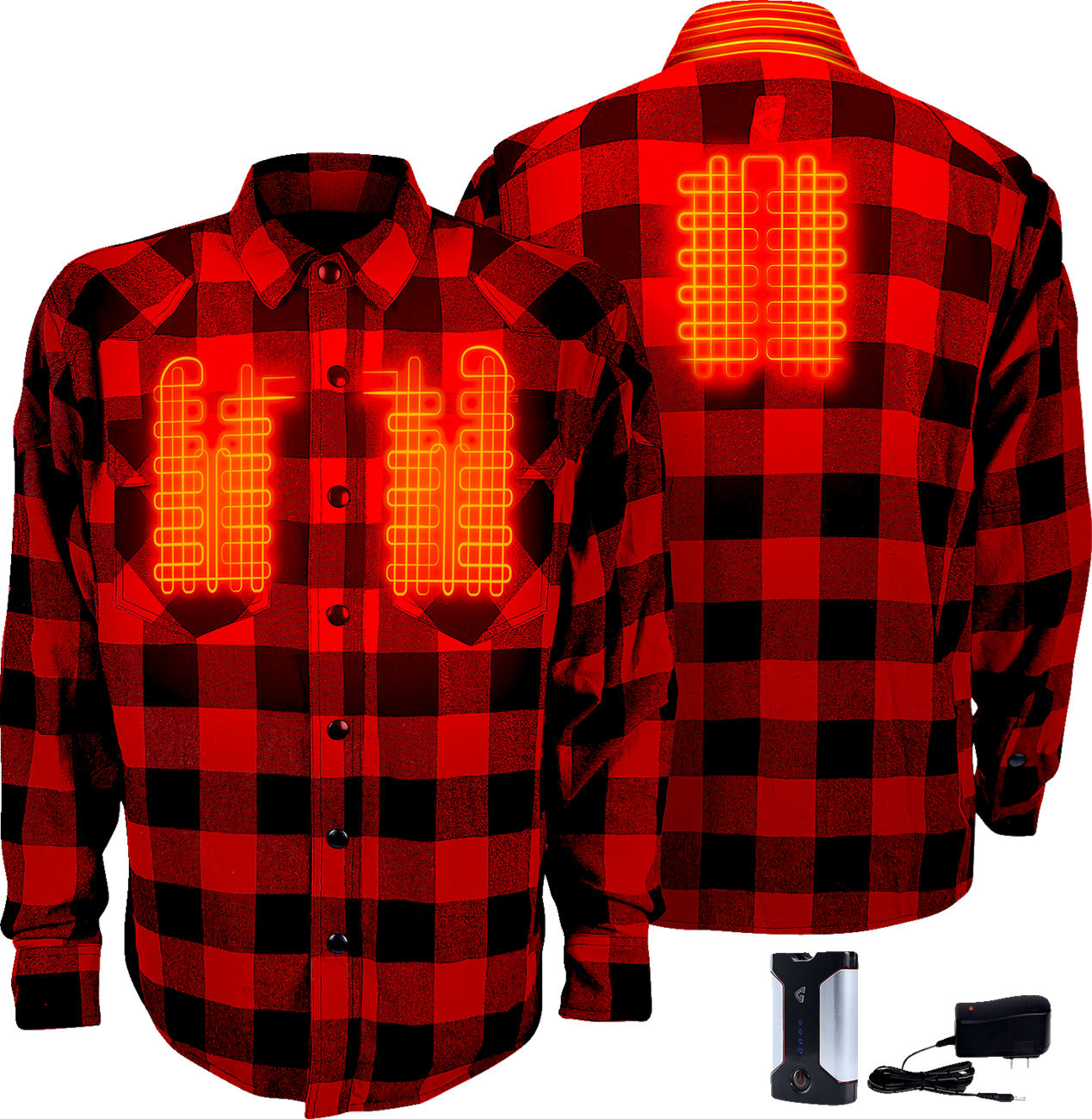 2E194ECF-DBC2-4928-AFEC-D7DD2F02EFE5 Gerbing Heated Clothing - 7 V Battery Heated Flannel Shirt - Red/Black