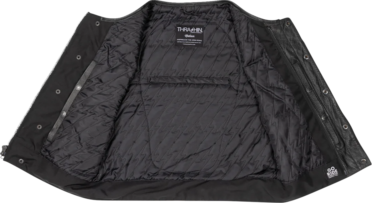 3DE6113B-22C3-4C91-BAF0-12EE51DA3D0D Thrashin Supply Co. - Encinal Leather Shorty Riding Vest - Black