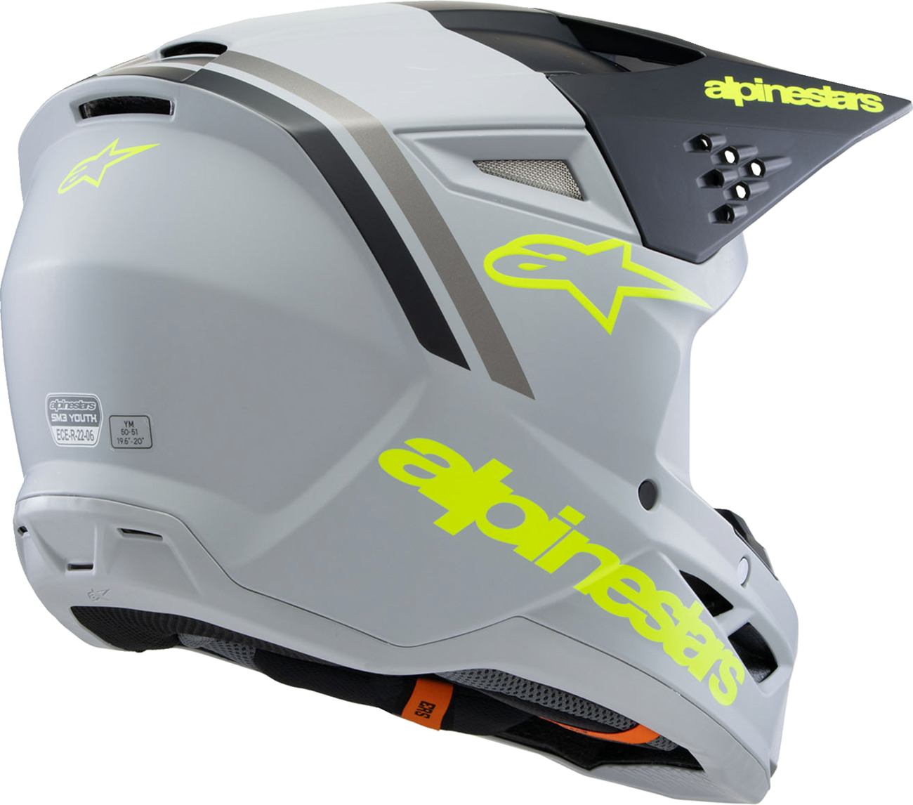 4E15B1C7-C104-4E41-AD1B-2113644AED02 Alpinestars - Youth SM3 Helmet - Radium - Matte Gray/Black/Yellow Fluo