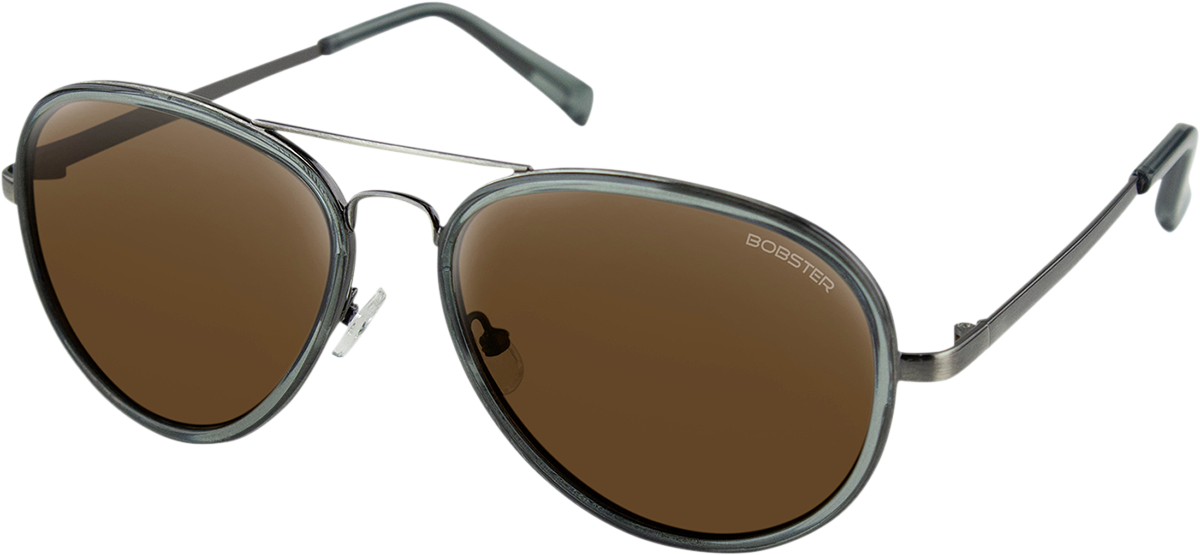 4F95ADE6-3BAA-4B72-BAF4-17F80682098F Bobster - Goose Sunglasses - Gloss Clear Slate Gunmetal - Brown HD Silver Mirror Lens