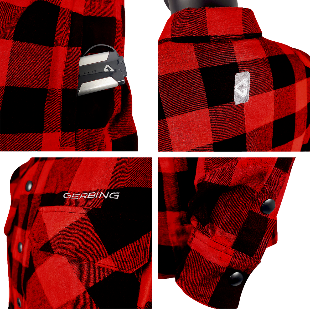 54CD9FFB-24FA-46A8-97BE-74EB210779A3 Gerbing Heated Clothing - 7 V Battery Heated Flannel Shirt - Red/Black