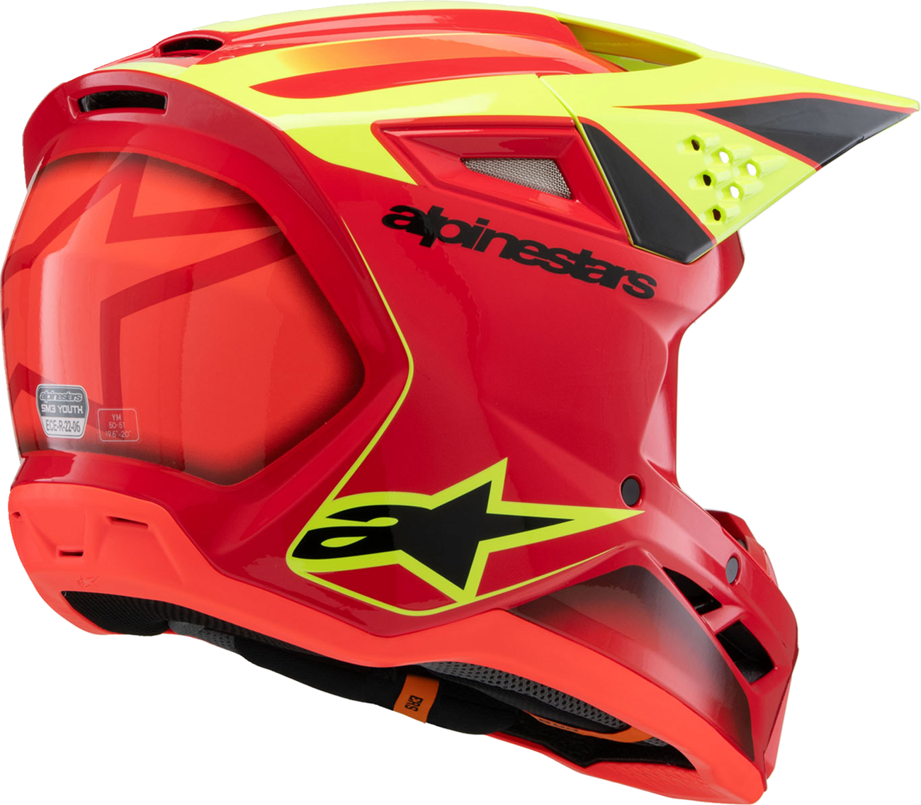 632B0786-F08E-41C9-ACB5-CB45D41D60C5 Alpinestars - Youth SM3 Helmet - Fray - Gloss Red/Yellow Fluo/Black