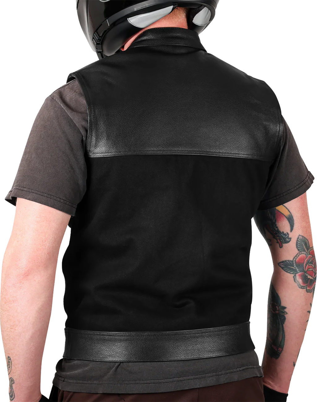 662A19A4-2933-4314-B04F-E9067F96FD42 Thrashin Supply Co. - Kanan Leather/Denim Riding Vest - Black