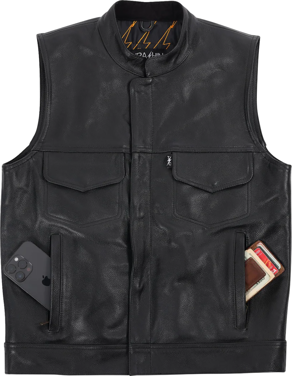 66D790F6-DB1D-42E2-83B9-78E8B929EE6B Thrashin Supply Co. - Mulholland Leather Riding Vest - Black