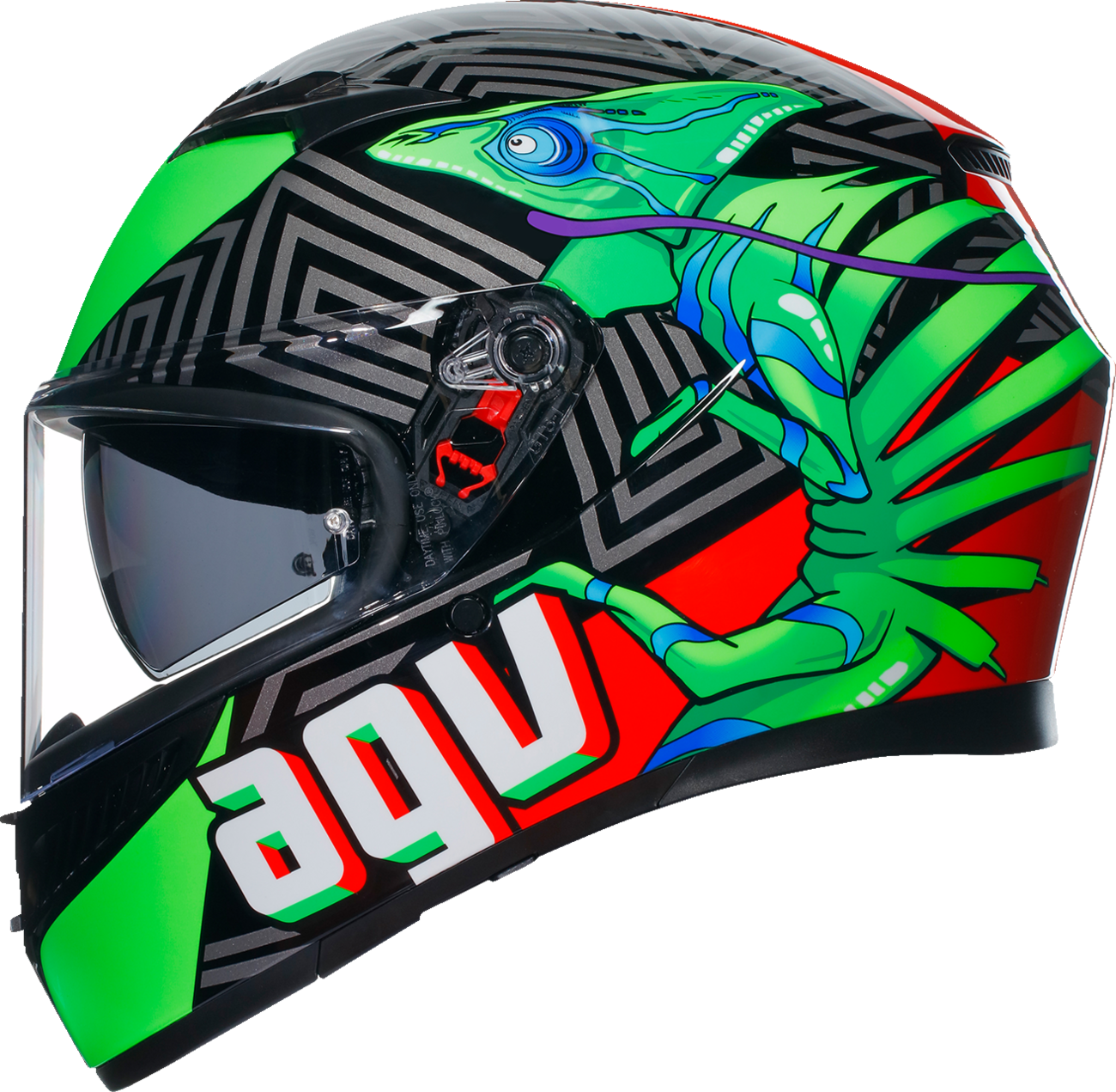 7E85520A-FF88-49F7-A266-3150B2839E52 Agv - K3 Helmet - Kamaleon - Black/Red/Green