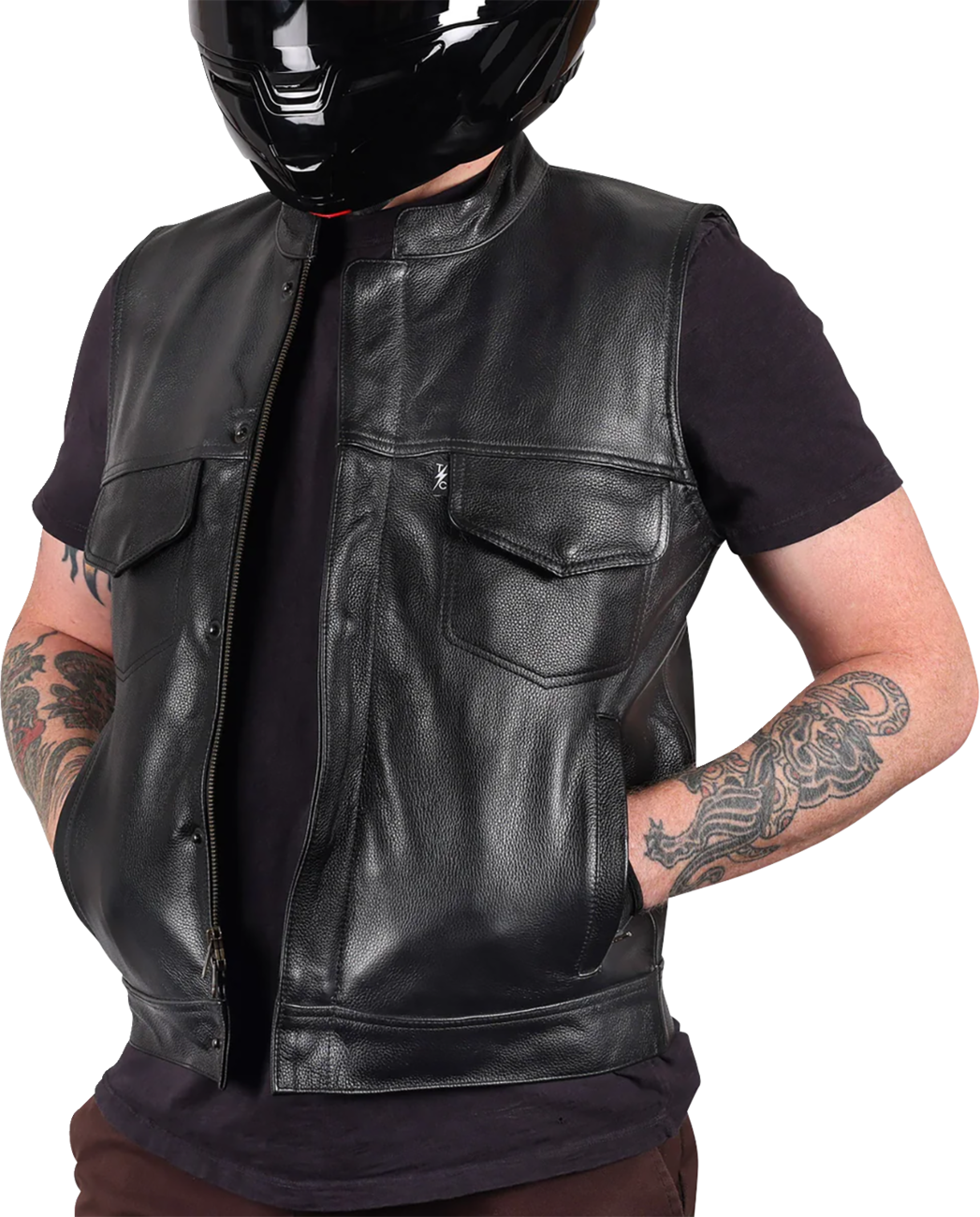 844448C6-879D-4B89-9A27-0A0DD3DFEED9 Thrashin Supply Co. - Mulholland Leather Riding Vest - Black
