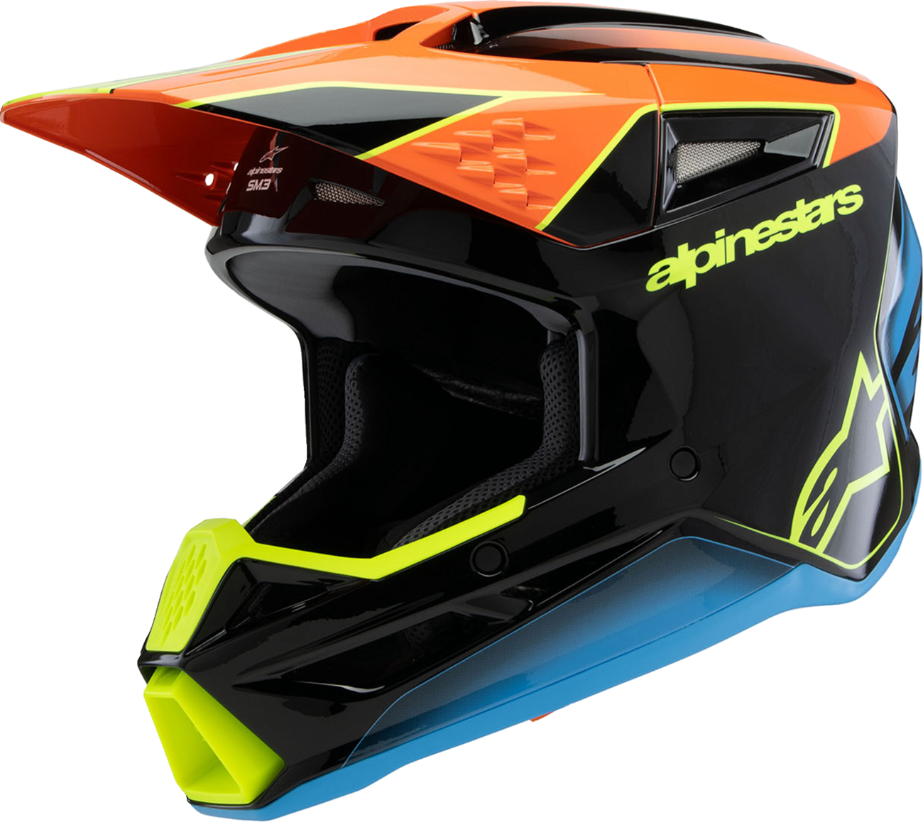 Alpinestars - Youth SM3 Helmet - Fray - Gloss Black/Orange/Yellow Fluo