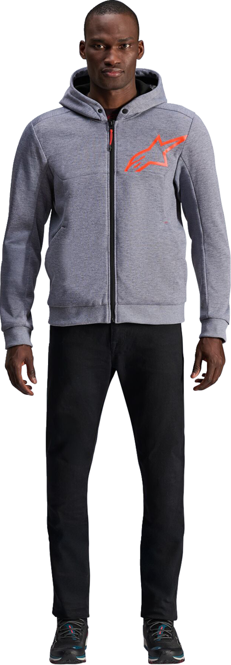 982B1832-1CE7-43A0-AFA5-069794A25988 Alpinestars - Chrome v2 Sport Hoodie - Heather Gray/Red Fluo