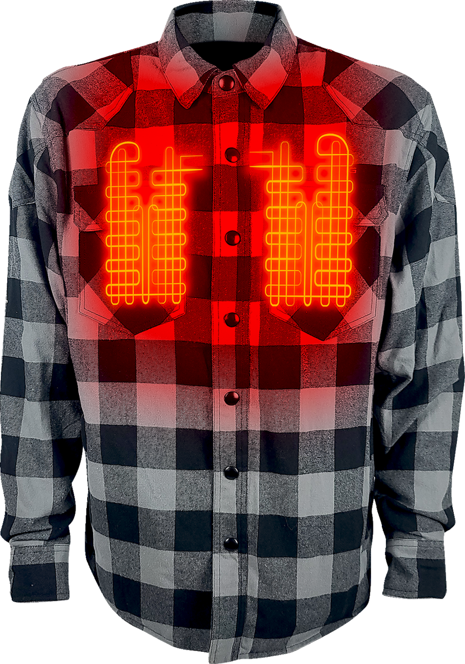 AC4ACF69-29D3-4B8D-AC1B-F7B21B1A53B4 Gerbing Heated Clothing - 7 V Battery Heated Flannel Shirt - Gray/Black