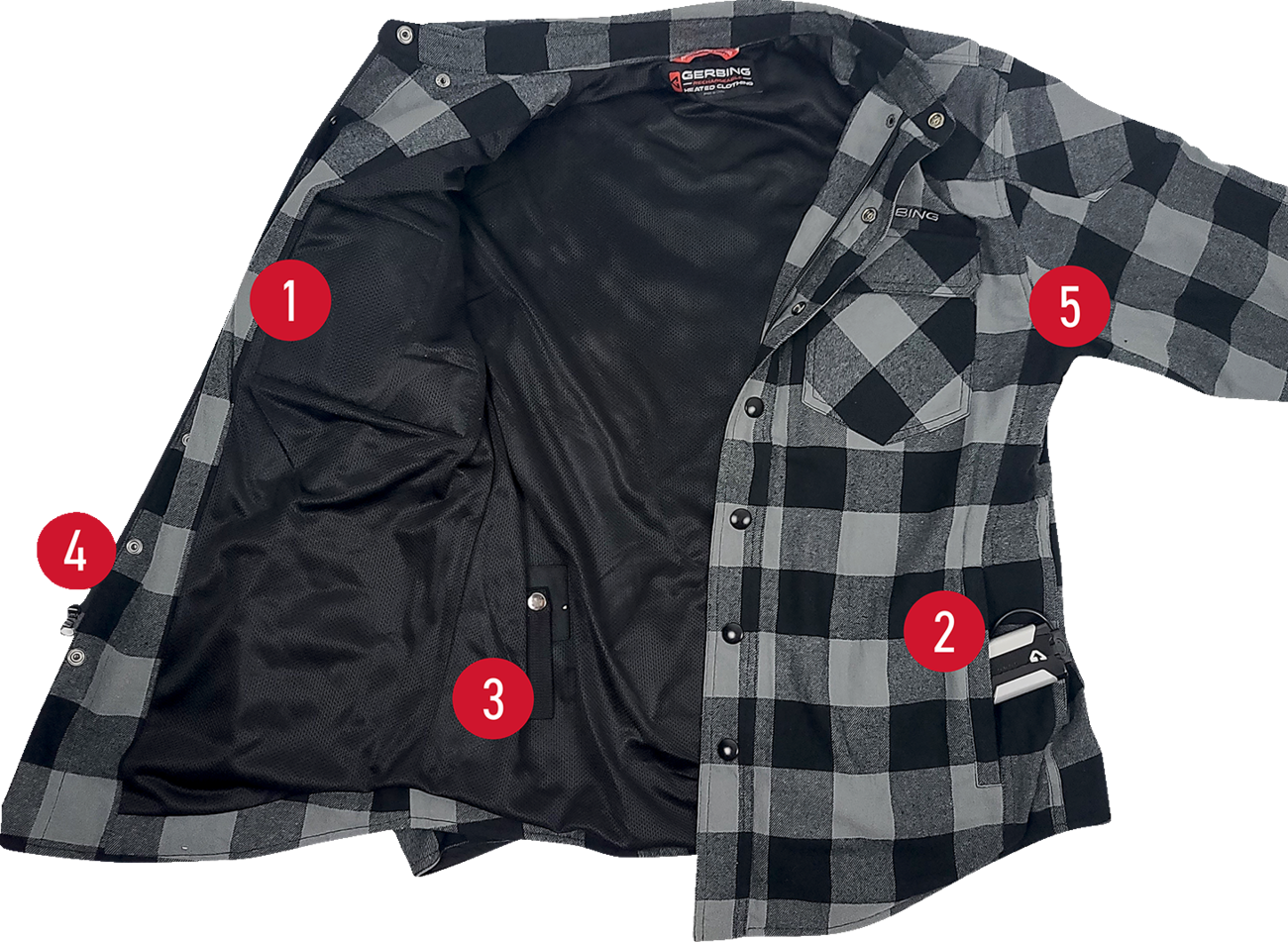 B9E6BB2E-67D3-41AF-8294-3FB9DCFB94AA Gerbing Heated Clothing - 7 V Battery Heated Flannel Shirt - Gray/Black