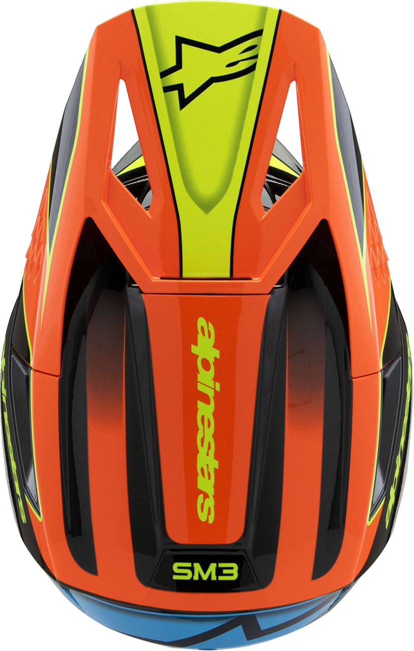 BDCA65EF-A905-4A72-B6DA-17183A55B447 Alpinestars - Youth SM3 Helmet - Fray - Gloss Black/Orange/Yellow Fluo