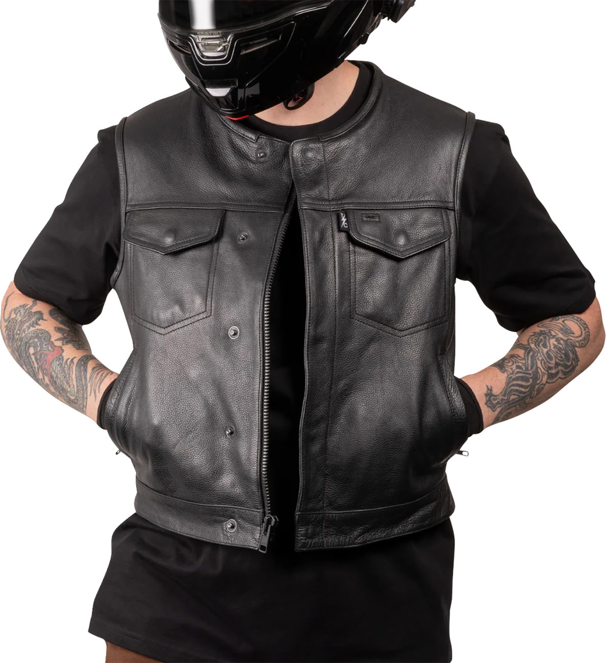 C6365384-5E05-4D38-B05A-434EB731FFFE Thrashin Supply Co. - Encinal Leather Shorty Riding Vest - Black