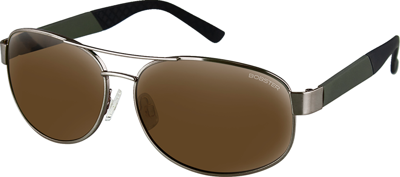 Bobster - Commandant Sunglasses - Matte Metallic Olive Brushed Bronze - Brown Silver Mirror Lens