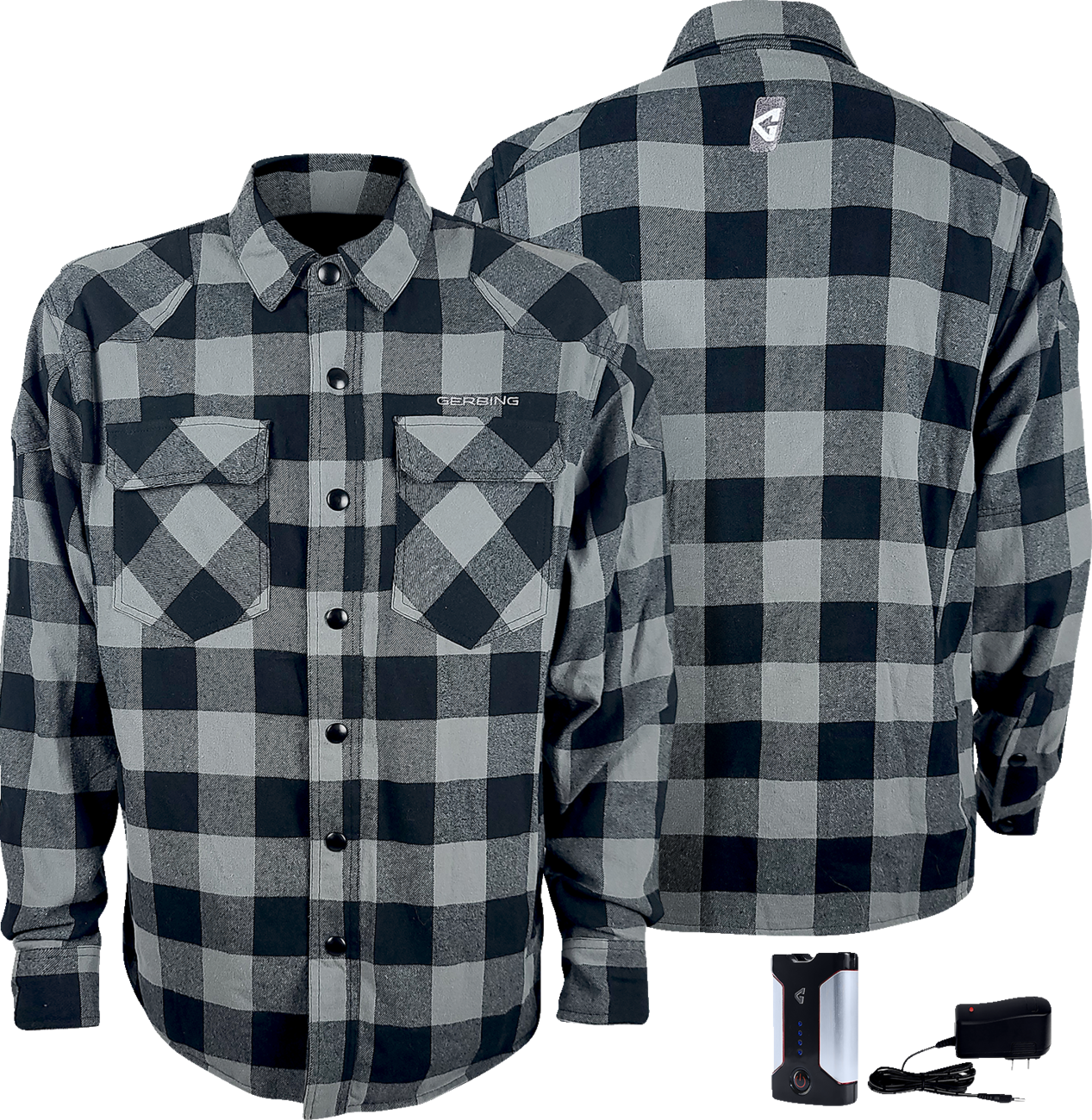 E97B6E9D-9A5B-49C1-AF97-F4D003C17175 Gerbing Heated Clothing - 7 V Battery Heated Flannel Shirt - Gray/Black