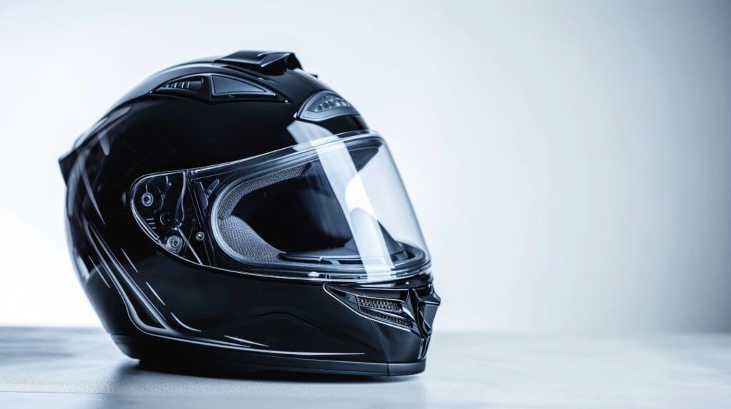 image of black motorcycle helmet against white background - learn how much motorcycle helmets cost with Motohorse